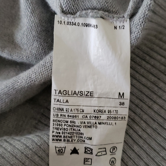 STILE BENETTON Grey GRN diamond Plaid Sweater MEDium United Colors preppy sport - Picture 7 of 11